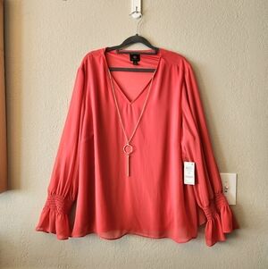 New V-Neck Long Sleeve Blouse
